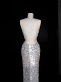 Gorgeous Mermaid Halter Sequin Long Prom Dress Party Dress Graduation Dresses HZ1214