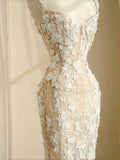 Simple Bridal Gown Mermaid Straps White Lace Floor Length Wedding Dresses Minimalist Bridal Gowns HZ1214
