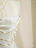 Simple Bridal Gown Sheath Strapless White Satin Floor Length Wedding Dresses Minimalist Bridal Gowns HZ1214