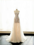 Simple Bridal Gown A line Sweetheart White Lace Floor Length Wedding Dresses Minimalist Bridal Gowns HZ1214