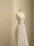 Simple Bridal Gown A line Sweetheart White Lace Floor Length Wedding Dresses Minimalist Bridal Gowns HZ1214