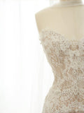 Simple Bridal Gown A line Sweetheart White Lace Floor Length Wedding Dresses Minimalist Bridal Gowns HZ1214