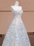 Niulatu Balll Gown Sweetheart Floral Tulle Long Evening Dress Prom Dresses SD2749