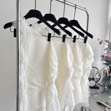 Niulatu Sheath One Shoulder White Holiday Dresses Short Ruffles Birthday Outfits SD274