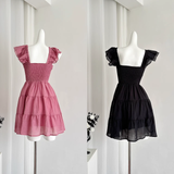 Niulatu A line Sleeveless Holiday Dresses Short Ruffles Pink Birthday Outfits SD275
