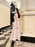 Niulatu A Line Ruffles Ankle Length Pink Evening Dress Prom Dresses SD2751