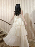 Niulatu A Line Ruffles Ankle Length White Evening Dress Prom Dresses SD2752