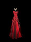 Niulatu Mermaid Sweetheart Red Taffeta Long Evening Dress Prom Dresses SD2753