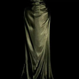 Niulatu Mermaid Spaghetti Straps Satin Green Long Evening Dress Prom Dresses SD2754