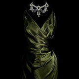 Niulatu Mermaid Spaghetti Straps Satin Green Long Evening Dress Prom Dresses SD2754