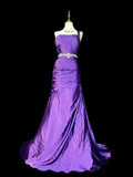 Niulatu Mermaid One Shoulder Satin Grape Long Evening Dress Prom Dresses SD2756
