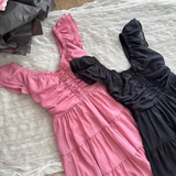 Niulatu A line Sleeveless Holiday Dresses Ankle Length Ruffles Pink Birthday Outfits SD276