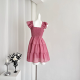 Niulatu A line Sleeveless Holiday Dresses Short Ruffles Pink Birthday Outfits SD275