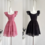 Niulatu A line Sleeveless Holiday Dresses Short Ruffles Pink Birthday Outfits SD275