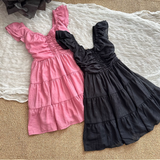Niulatu A line Sleeveless Holiday Dresses Short Ruffles Pink Birthday Outfits SD275