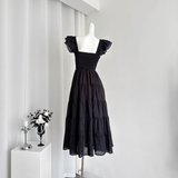 Niulatu A line Sleeveless Holiday Dresses Ankle Length Ruffles Pink Birthday Outfits SD276