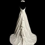 Niulatu A Line Halter Satin Ivory Long Wedding Dress Bridal Dresses SD2761