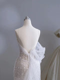 Niulatu Mermaid Spaghetti Straps White Sequin Long Wedding Dress Bridal Dresses SD2762