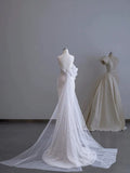 Niulatu Mermaid Spaghetti Straps White Sequin Long Wedding Dress Bridal Dresses SD2762