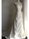 Niulatu Mermaid Spaghetti Straps White Satin Long Wedding Dress Bridal Dresses SD2764