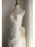 Niulatu Mermaid Spaghetti Straps White Satin Long Wedding Dress Bridal Dresses SD2764