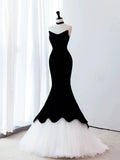 Niulatu Mermaid Sweetheart Neckline Black Tulle Long Evening Dress Prom Dresses SD2779