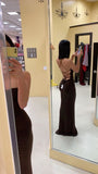 Niulatu Mermaid Brown Long Backless Evening Dress Prom Dresses SD2784