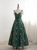 Niulatu Ball Gown Spaghetti Straps Satin Green Long Length Evening Dress Prom Dresses SD2787