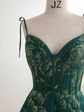 Niulatu Ball Gown Spaghetti Straps Satin Green Long Length Evening Dress Prom Dresses SD2787