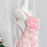 Niulatu Sheath Straps Sleeveless Floral Pink Dress Short Holiday Dresses SD278