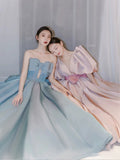 Niulatu Balll Gown Sweetheart Blue Satin Long Evening Dress Prom Dresses SD2800