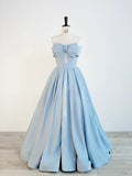 Niulatu Balll Gown Sweetheart Blue Satin Long Evening Dress Prom Dresses SD2800