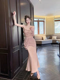 Niulatu Mermaid Spaghetti Straps Pink Long Evening Dress Prom Dresses SD2804