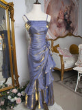 Niulatu Mermaid Spaghetti Straps Satin Long Party Dress Prom Dresses SD2806