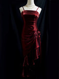 Niulatu Mermaid Spaghetti Straps Satin Long Party Dress Prom Dresses SD2806