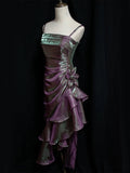 Niulatu Mermaid Spaghetti Straps Satin Long Party Dress Prom Dresses S2806