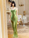 Niulatu Mermaid Spaghetti Straps Green Long Evening Dress Prom Dresses SD2809