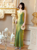 Niulatu Mermaid Spaghetti Straps Green Long Evening Dress Prom Dresses SD2809