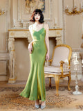 Niulatu Mermaid Spaghetti Straps Green Long Evening Dress Prom Dresses SD2809