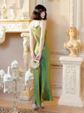 Niulatu Mermaid Spaghetti Straps Green Long Evening Dress Prom Dresses SD2809