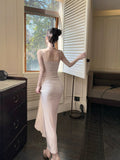 Niulatu Mermaid Spaghetti Straps Pink Ankle Length Evening Dress Prom Dresses SD2811