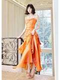 Niulatu Mermaid Spaghetti Straps Organge Ankle Length Evening Dress Prom Dresses SD2812