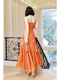 Niulatu Mermaid Spaghetti Straps Organge Ankle Length Evening Dress Prom Dresses SD2812