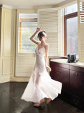 Niulatu Mermaid Spaghetti Straps White Long Evening Dress Prom Dresses SD2813