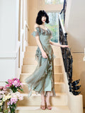 Niulatu Mermaid Spaghetti Straps Ruffles Long Evening Dress Prom Dresses SD2814