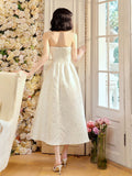 Niulatu A Line Strapless Neckline White Ankle Length Evening Dress Prom Dresses SD2818