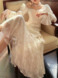 Niulatu Mermaid Sweetheart Neckline White Lace Ruffles Long Evening Dress Prom Dresses SD2823