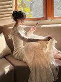 Niulatu Mermaid Sweetheart Neckline White Lace Ruffles Long Evening Dress Prom Dresses SD2823