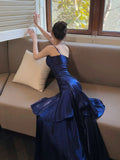 Niulatu Mermaid Spaghetti Straps Royal Blue Long Length Evening Dress Prom Dresses SD2824