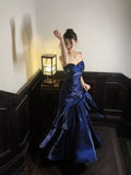 Niulatu Mermaid Spaghetti Straps Royal Blue Long Length Evening Dress Prom Dresses SD2824
